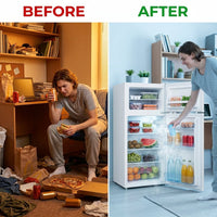 3.2 Cu.Ft Mini Fridge with Freezer, Compact Refrigerator with Reversible Single Door, Adjustable Thermostat, Low Noise, Energy Efficient for Office, Dorm, Bedroom, Apartment (WHITE) — Before & After