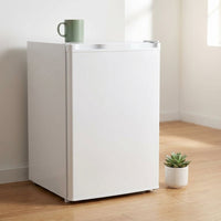 3.2 Cu.Ft Mini Fridge with Freezer, Compact Refrigerator with Reversible Single Door, Adjustable Thermostat, Low Noise, Energy Efficient for Office, Dorm, Bedroom, Apartment (WHITE) — Studio Shot