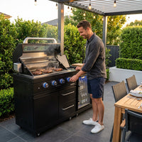 Outdoor Kitchen Island Built for Performance, 72000 BTU Propane Gas Grill, Built-In Refrigerator, Granite Countertops — Lifestyle
