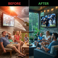 Outdoor TV, 43 Inch Waterproof Smart Outdoor Tvs, 4K, HDR 10, Weatherproof,1000Nits, Voice Assistant Remote, for Partial Sun Area(Deck Pro 3.0, Latest Model) — Before & After
